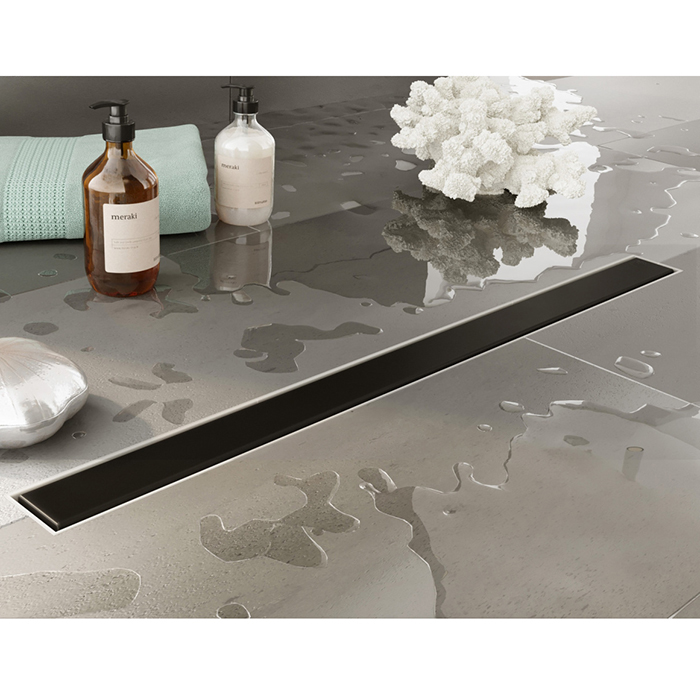 Plumberia Selection Трап душевой PS MODULAR 2устор. накладка из нерж.стали, комбинир.затвор с горизонт. Выпуском Ду,40л/мин, цвет: черный матовый