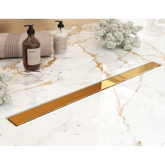 Plumberia Selection Трап душевой PS MODULAR 2устор. накладка из нерж.стали, комбинир.затвор с горизонт. Выпуском Ду,40л/мин, цвет: золото 24К