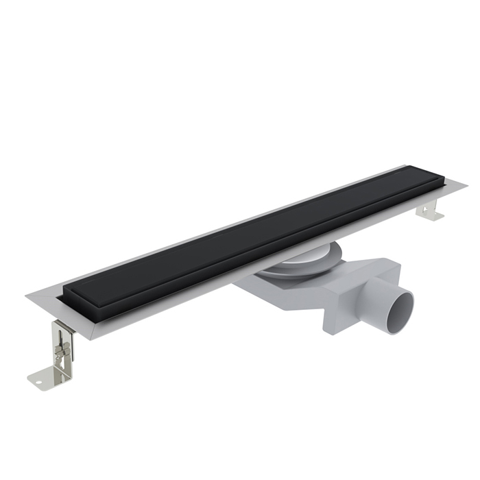 Plumberia Selection Трап душевой PS IN-TILE 2устор. накладка из нерж.стали, комбинир.затвор с горизонт. Выпуском Ду,40л/мин, цвет: черный матовый