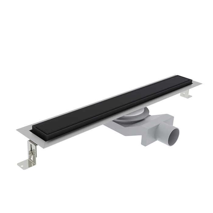 Plumberia Selection Трап душевой PS IN-TILE 2устор. накладка из нерж.стали, комбинир.затвор с горизонт. Выпуском Ду,40л/мин, цвет: черный матовый