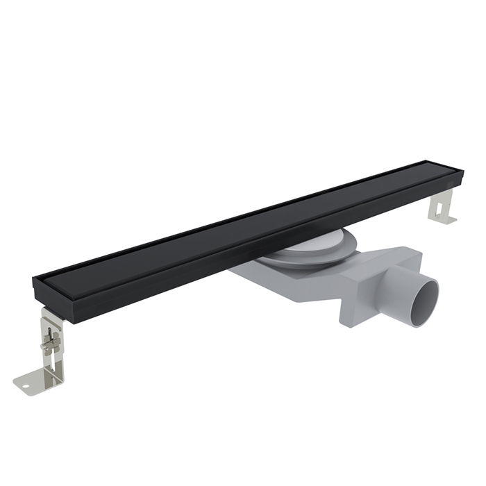 Plumberia Selection Трап душевой PS LINEAR 2устор. накладка из нерж.стали, комбинир.затвор с горизонт. Выпуском Ду,40л/мин, цвет: черный матовый