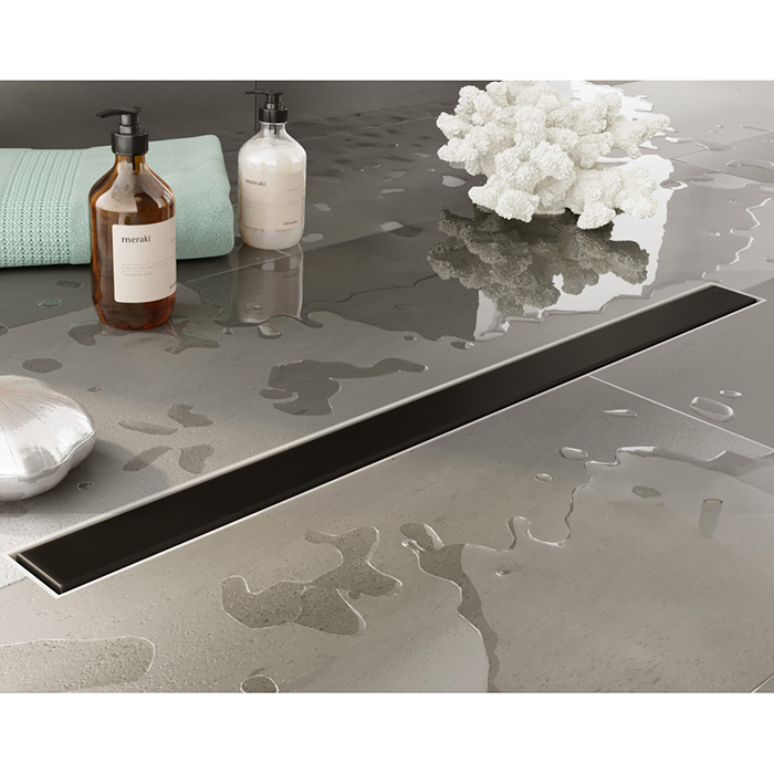 Plumberia Selection Трап душевой PS MODULAR 2устор. накладка из нерж.стали, комбинир.затвор с горизонт. Выпуском Ду,40л/мин, цвет: черный матовый
