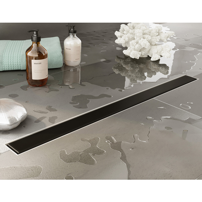 Plumberia Selection Трап душевой PS MODULAR 2устор. накладка из нерж.стали, комбинир.затвор с горизонт. Выпуском Ду,40л/мин, цвет: черный матовый