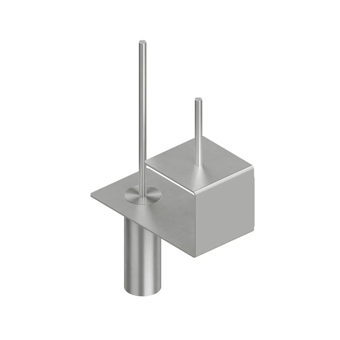 QuadroDesign Полочка с ершиком для туалета и держателем т/б, цвет: Brushed Stainless Steel
