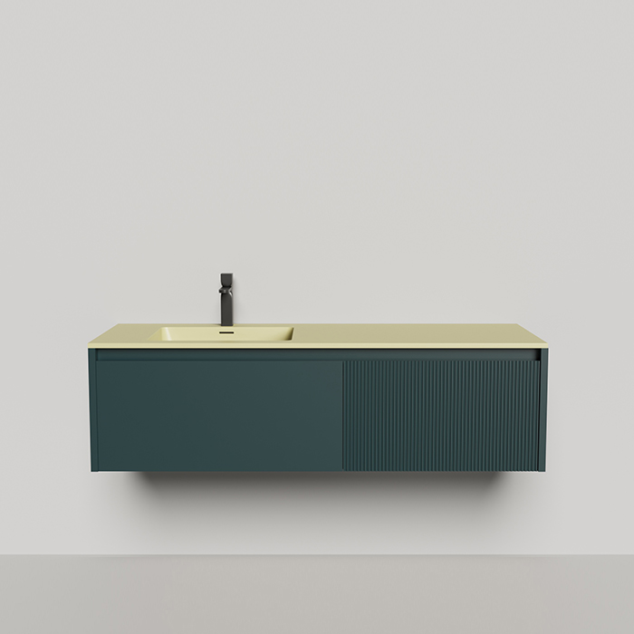 Salini Domino Тумба с раковиной, из S-Stone в сборе, крепеж; сифон; фасад: эмаль Ral6004, столешница: Ral1000