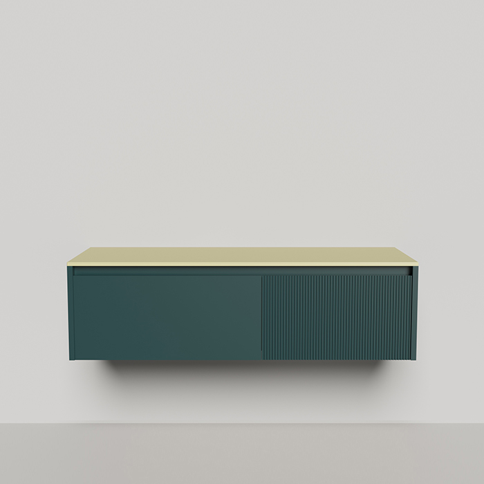 Salini Domino Тумба со столешницей, из S-Stone в сборе, крепеж; сифон; фасад: эмаль Ral6004, столешница: Ral1000