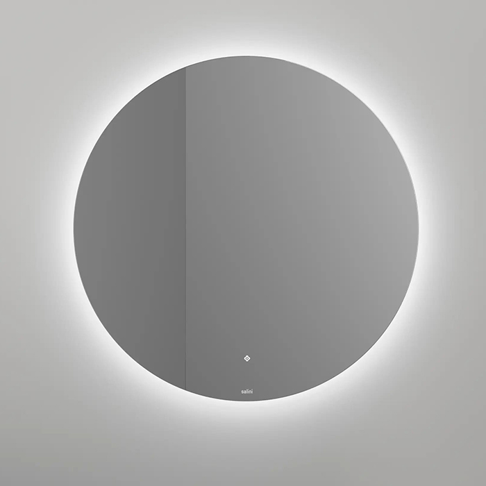 Salini Зеркало для ванны OMBRA, круглое, с LED подсветкой, влагостойкое AGC Сrystalvision, сенс. выкл, крепления, обогрев, антизапот