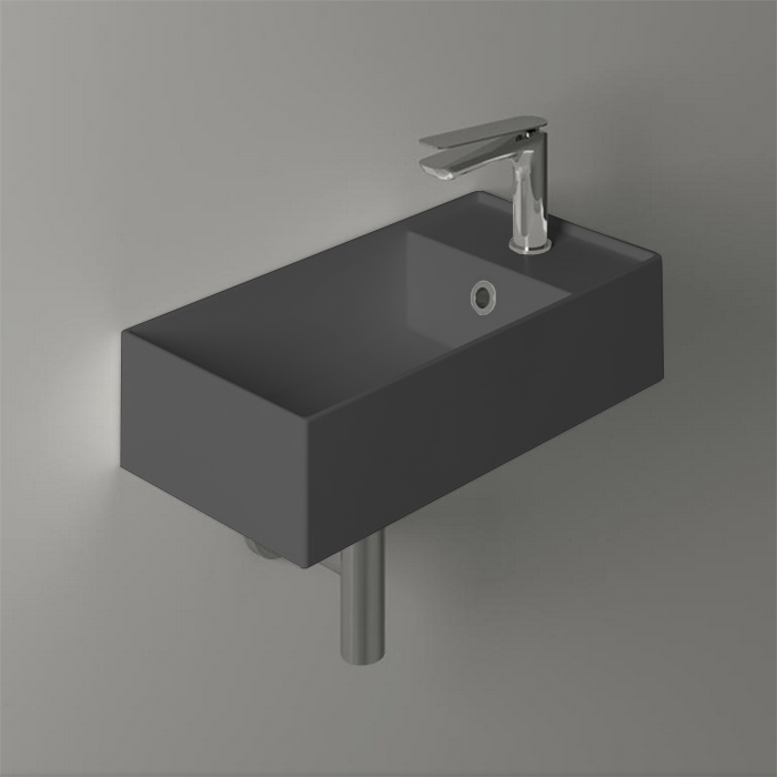 Simas Agile Раковина, подвесная, 1 отв, правая, цвет: antracite matt