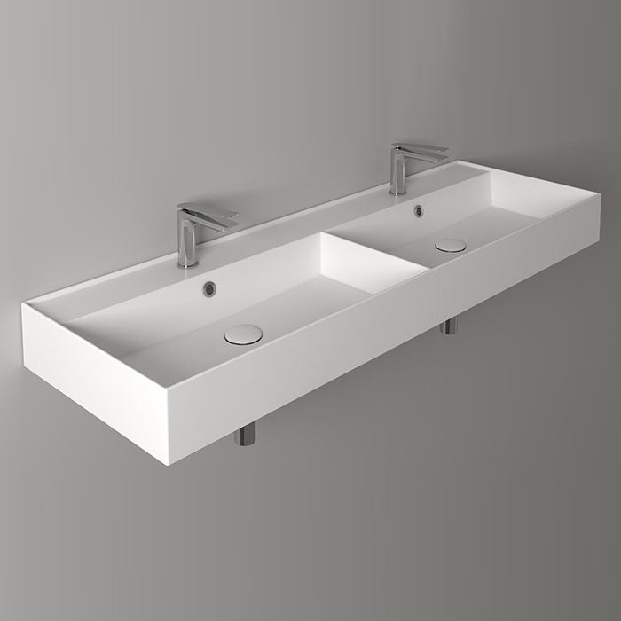 Simas Agile Раковина, 2 отв, двойная, цвет: белый