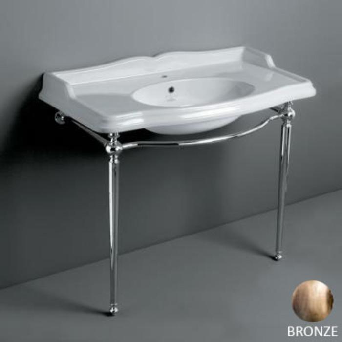 SIMAS Arcade Консоль, c белой раковиной на 1 отв, напольная, цвет: консоли bronzo