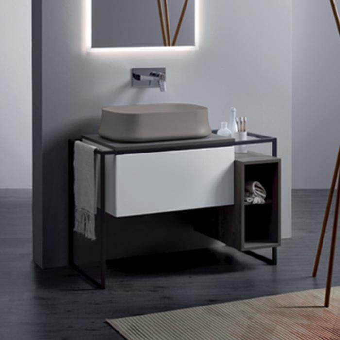 SIMAS Frame Комплект мебели с ящиком и открытым элементом, напольная, Цвет: серый ясень/белый