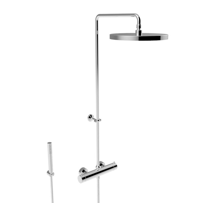 Stella Bamboo Душевой комплект 3287/304-300: термостатический смеситель, штанга+ручной+верхний душ, цвет: хром