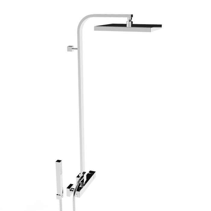 Stella Bamboo Quadro Душевой комплект 3283/420/304-300: смеситель, штанга+ручной+верхний душ, цвет: хром