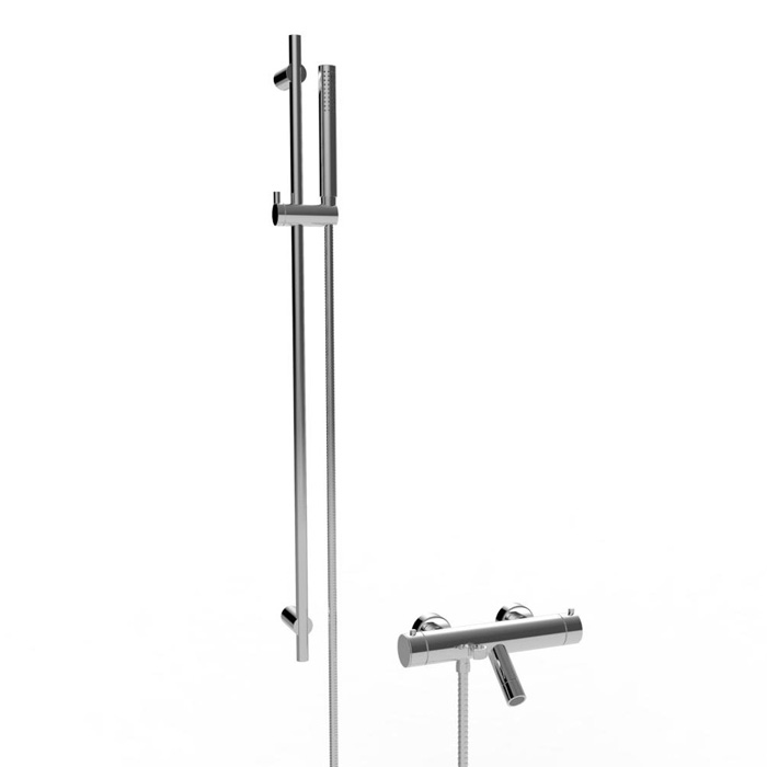 Stella Bamboo Термостатический смеситель для ванны 3267TM/302-6 со штангой и ручным душем, цвет: хром
