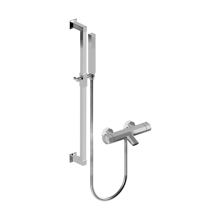 Stella Firenze Термостатический смеситель для ванны 3267TM302 со штангой и ручным душем, цвет: хром