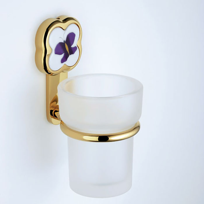 THG CAPUCINE MAUVE DECOR OR Стакан подвесной, стекло матовое, декор лиловый, цвет: полированное золото