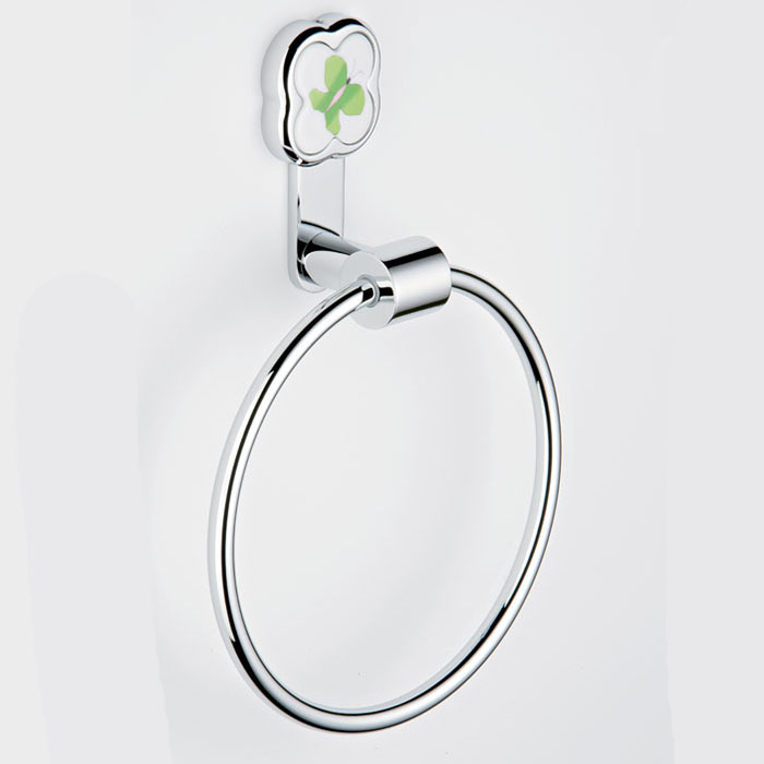 THG CAPUCINE VERT DECOR PLATINE Полотенцедержатель-кольцо, декор зеленый, цвет: хром