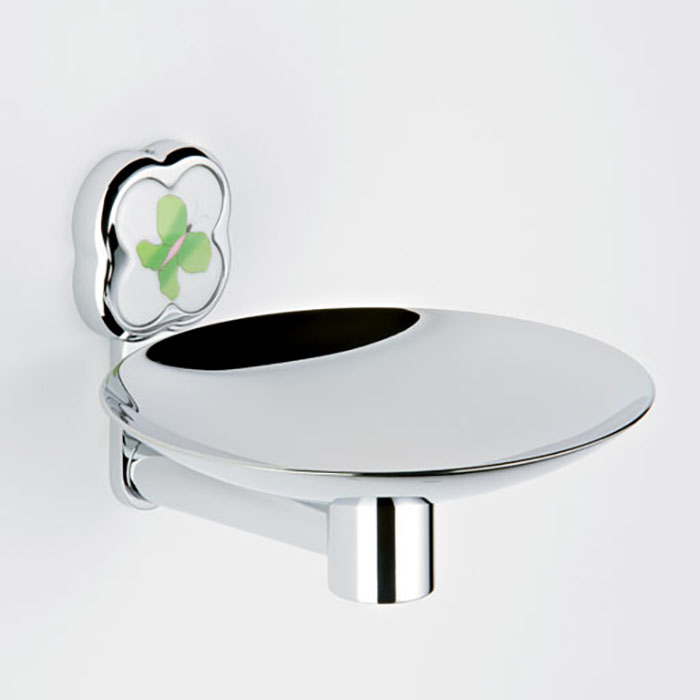 THG CAPUCINE VERT DECOR PLATINE Мыльница подвесная, декор зеленый, цвет: хром
