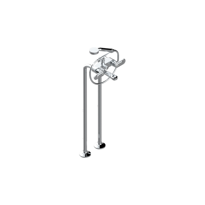 THG CORVAIR A MANETTES FIOR DI BOSCO Смеситель для ванны напольный, с ручным душем и шлангом, цвет: хром