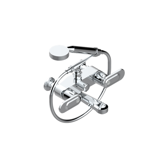 THG CORVAIR A MANETTES FIOR DI BOSCO Смеситель для ванны настенный, с ручным душем и шлангом, цвет: хром