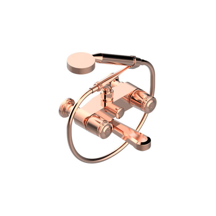 THG CORVAIR Смеситель для ванны настенный, с ручным душем и шлангом, цвет: Blush PVD