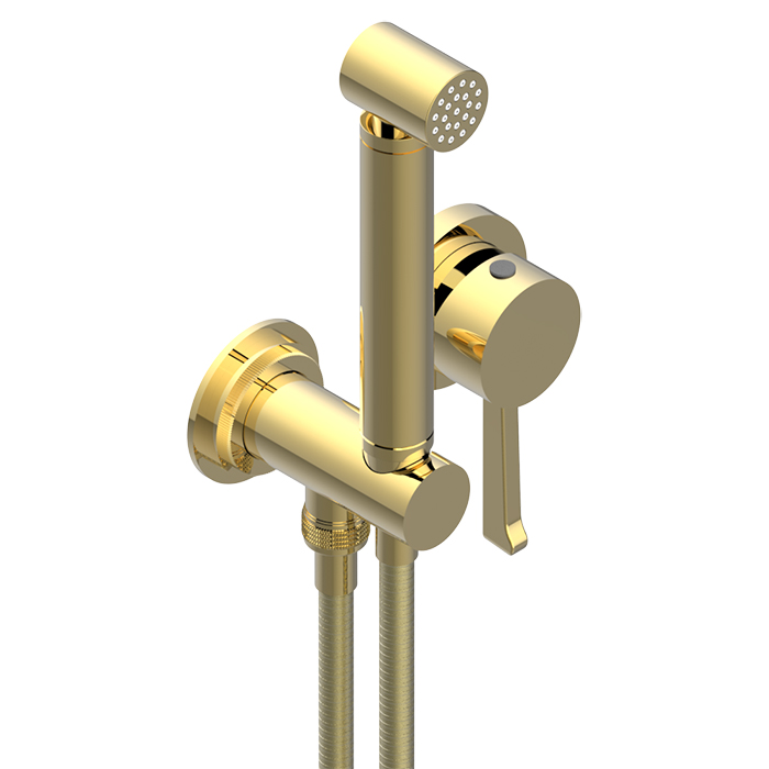 THG Hamptons Гигиенический душ со смесителем, держателем с подводом воды и шлангом, цвет: золото