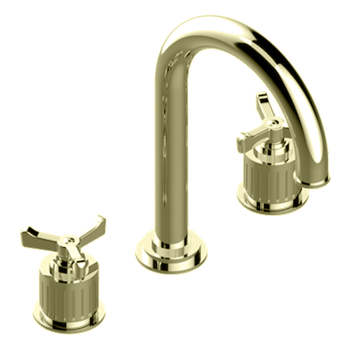 THG Hamptons Смеситель для раковины, на 3 отв, в комплекте с донным клапаном, цвет: Polished nickel