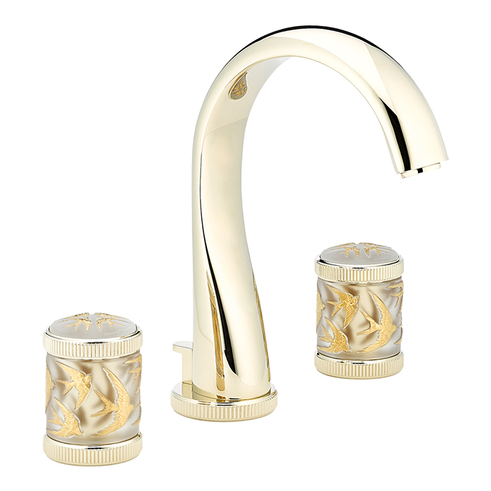 THG Hirondelles Gold Stamped Смеситель для раковины, 3 отв, цвет: Soft gold