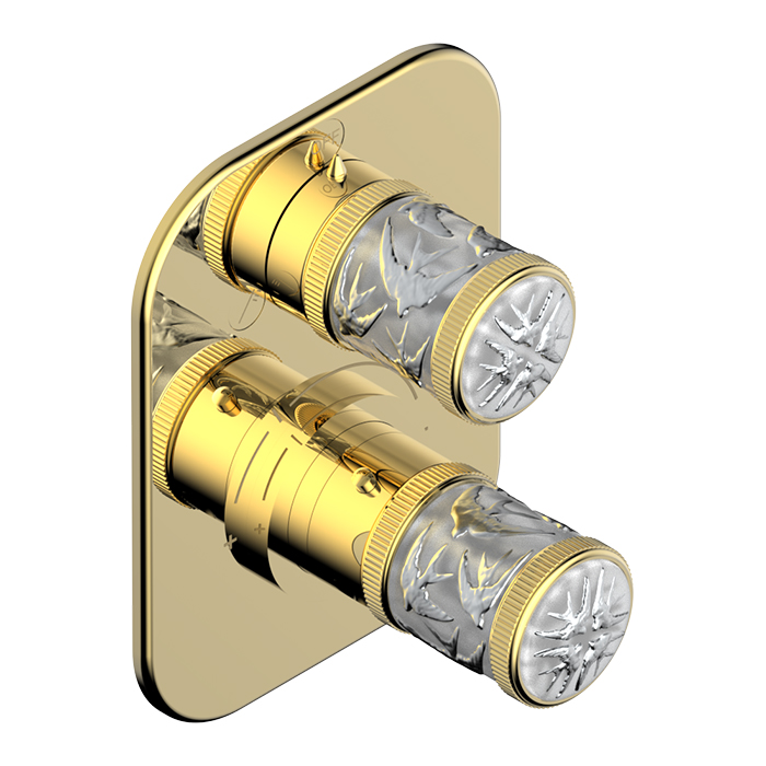 THG Hirondelles Platinum Stamped Смеситель для душа, встраиваемый, термостатический, цвет: Polished gold
