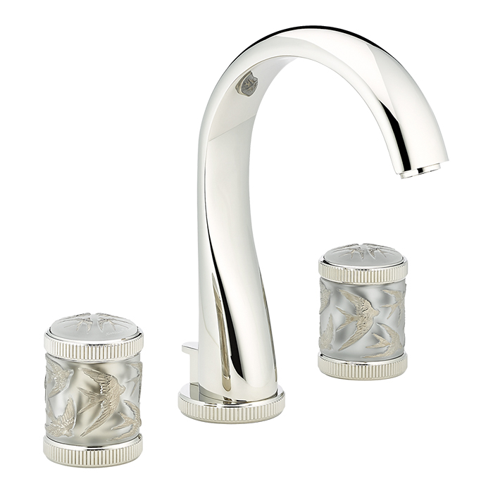 THG Hirondelles Platinum Stamped Смеситель для раковины, 3 отв, цвет: Polished nickel