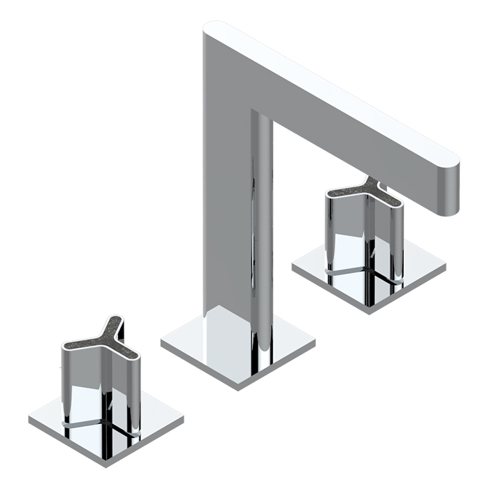 THG ICON-X CARBONE GOLD Смеситель для раковины, 3 отв, с донным клапаном, цвет: хром