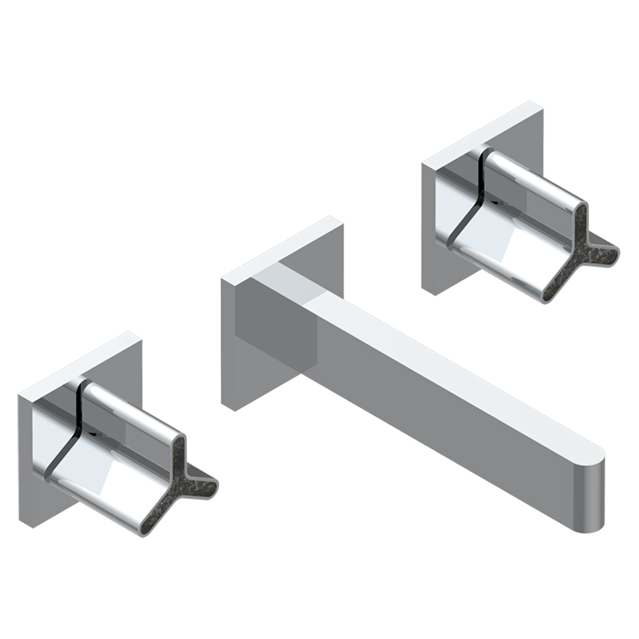 THG ICON-X CARBONE GOLD Смеситель для раковины, настенный, цвет: хром