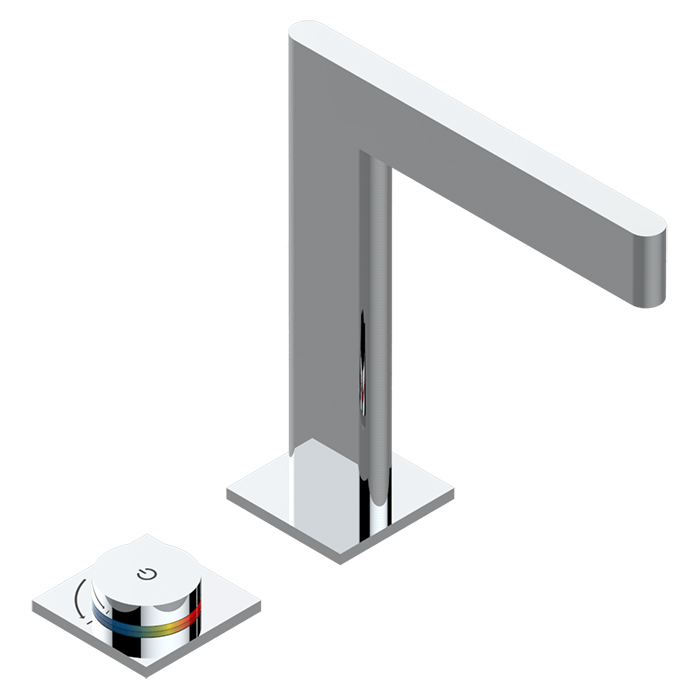 THG ICON-X TITANE A MANETTES Смеситель для раковины, 2 отв, электронный, с донным клапаном, цвет: хром
