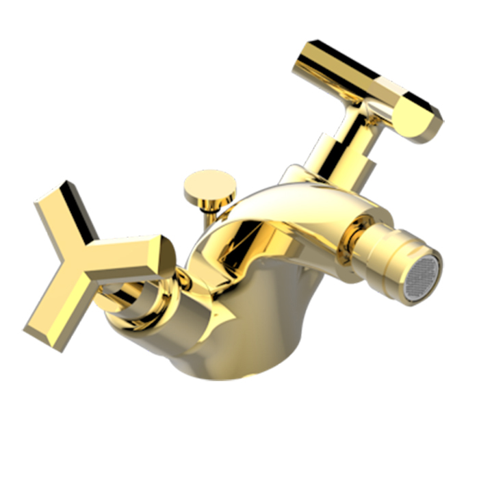 THG Les Ondes Смеситель для биде, на 1 отв, с донным клапаном, цвет: Soft matt gold