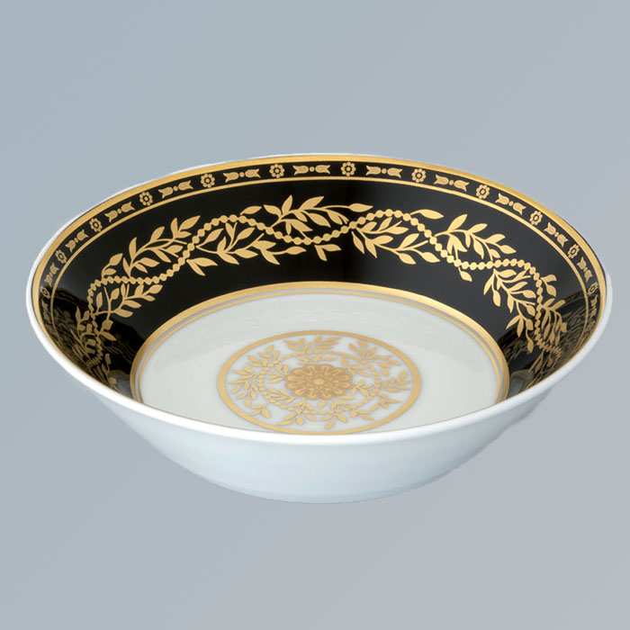 THG MARQUISE NOIR DECOR OR Блюдо керамическое, настольное, декор черный/золото, цвет: белый