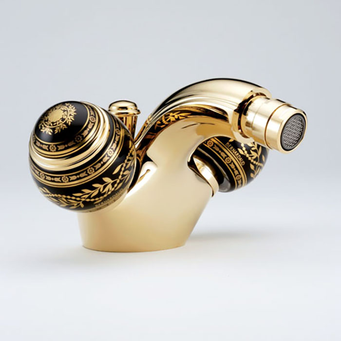 THG Marquise porcelaine noire Смеситель для биде, 1 отв, цвет: золото/черный фарфор