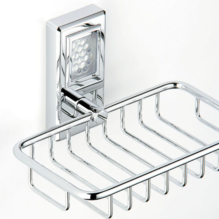 THG Métropolis cristal clair Мыльница-корзина металлическая, подвесная, цвет: хром