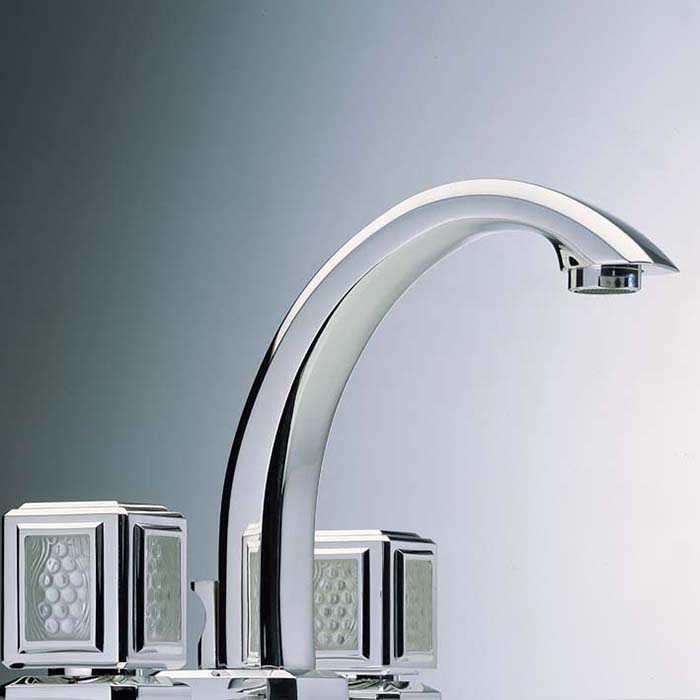 THG Metropolis cristal clair Смеситель для раковины, 3 отв, цвет: хром/прозрачный хрусталь