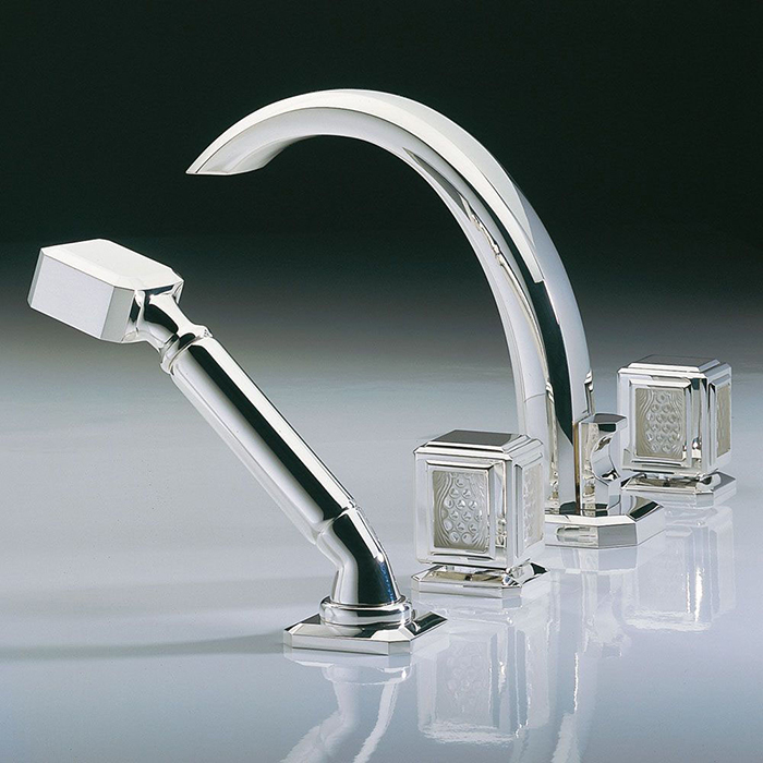 THG Metropolis cristal clair Смеситель для ванны, 4 отв, цвет: хром/прозрачный хрусталь
