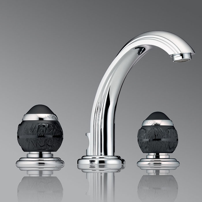 THG Panthere Cristal noir Смеситель для раковины, 3 отв, цвет: хром/черный хрусталь