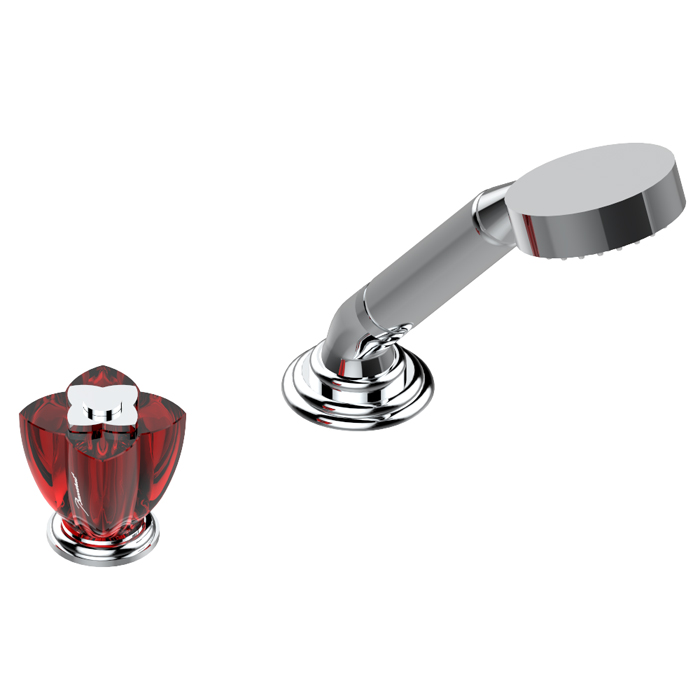THG Petale de Cristal rouge Ручной душ на борт ванны, 2 отв, цвет: хром/красный хрусталь