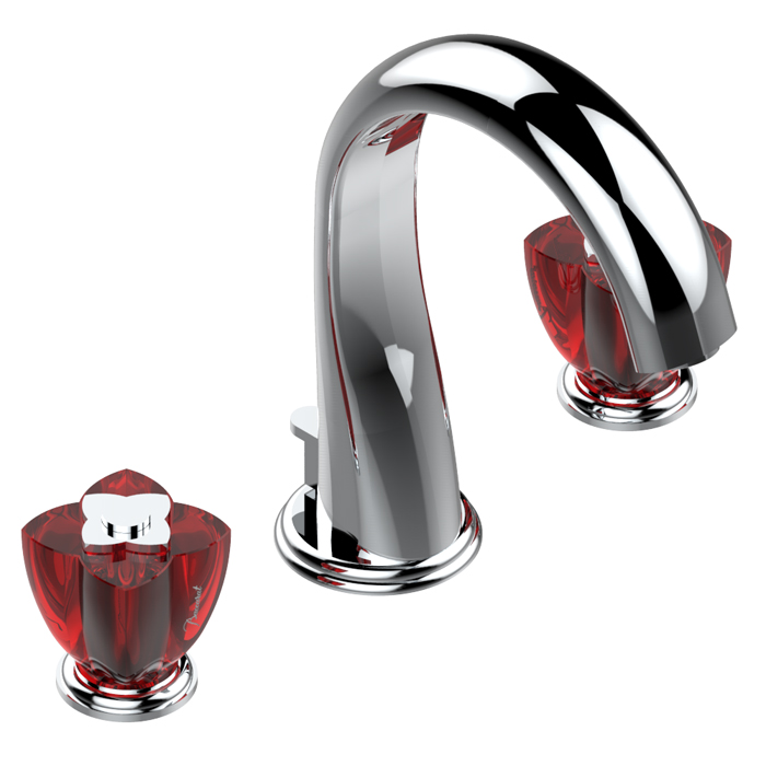 THG Petale de Cristal rouge Смеситель для раковины, 3 отв, цвет: хром/красный хрусталь