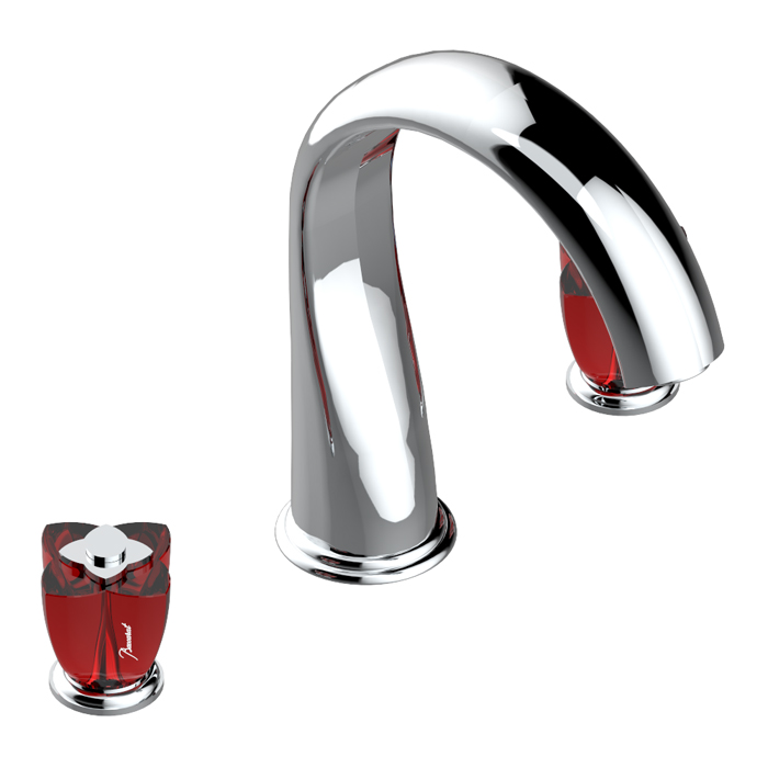 THG Petale de Cristal rouge Смеситель для ванны, 3 отв, цвет: хром/красный хрусталь