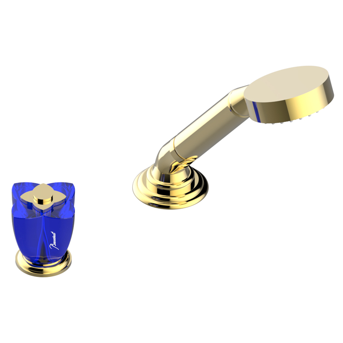 THG Pуtale de cristal bleu Ручной душ на борт ванны, 2 отв, цвет: золото/синий хрусталь