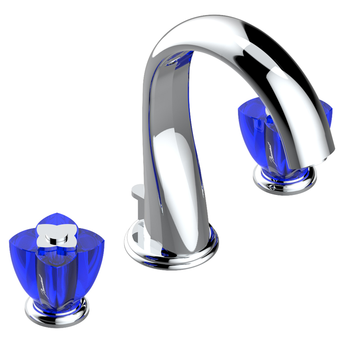 THG Pуtale de cristal bleu Смеситель для раковины, 3 отв, цвет: хром/синий хрусталь