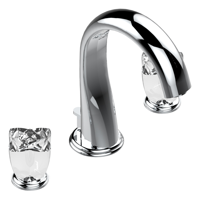 THG Pуtale de cristal clair Смеситель для раковины, 3 отв, цвет: хром/прозрачный хрусталь