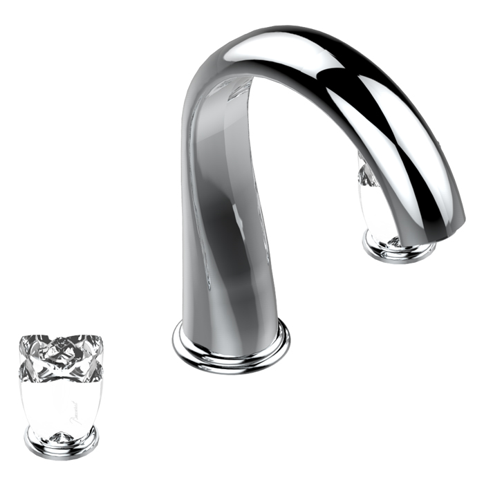 THG Pуtale de cristal clair Смеситель для ванны, 3 отв, цвет: хром/прозрачный хрусталь