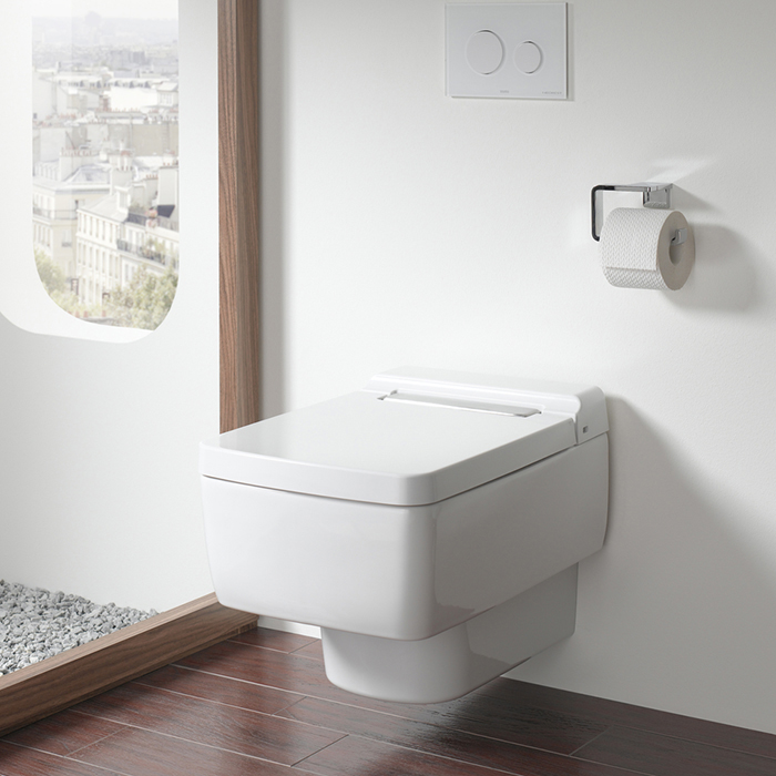 TOTO SG Унитаз подвесной, безободковый, CeFiONtect, Tornado Flush цвет: белый с пластиковой панелью цвет: белый