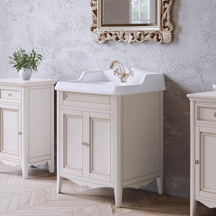 TW Veronica, База с раковиной Simas AR824bi* с 1отв. под смеситель, 2 расп. дверки, доводч. Blum, ручки: Riflesso бронза, напольная, цвет: Vintage
