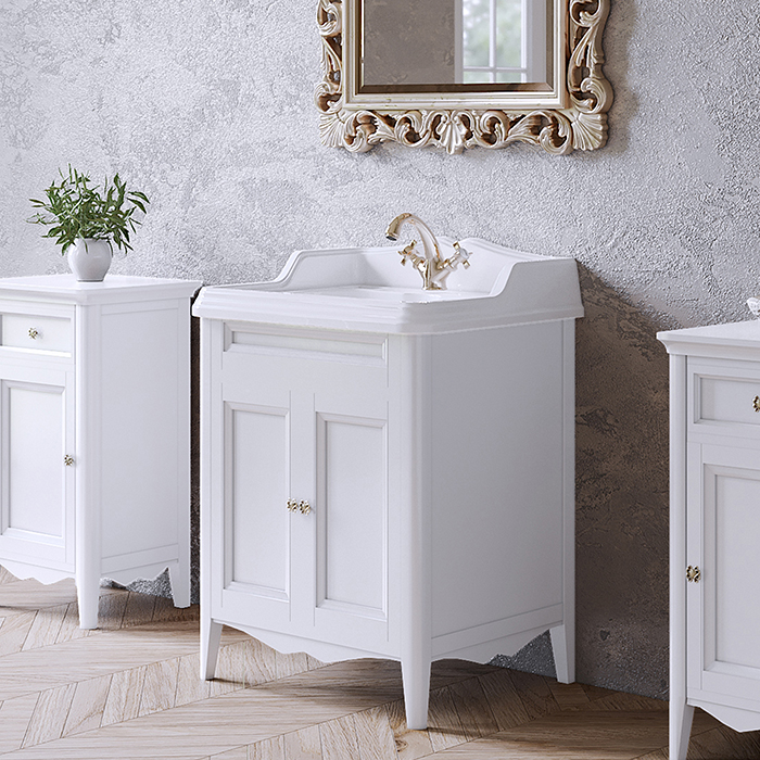 TW Veronica Nuovo комплект мебели с 2-мя дверцами, с доводчиками Blum, ручки: бронза, напольный, цвет: белый